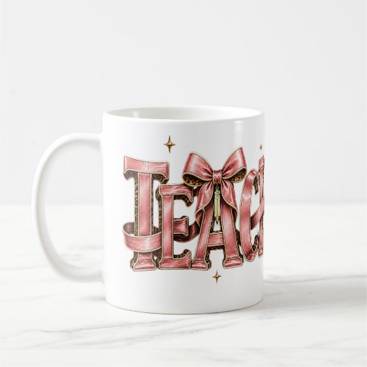 Personalisierter rosa Schleifen-Name-Becher, Coque Kaffeetasse (Links)