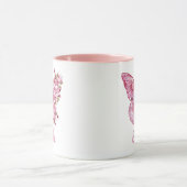 Personalisierter Rosa Schmetterling & Kirschblüte  Tasse (Zentrum)