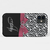 Personalisierter rosa, schwarzer Zebra Stripes Case-Mate iPhone Hülle (Rückseite (Horizontal))
