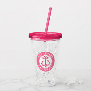 Personalisierter rosa Seeanker Acryltrinkbecher