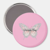 Personalisierter rosa silberner Schmetterling Magnet (Vorderseite/Rückseite)