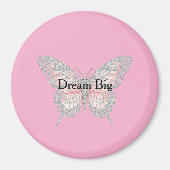 Personalisierter rosa silberner Schmetterling Magnet (Vorne)