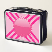 Personalisierter rosa Streifen Metall Brotdose (Rückseite)