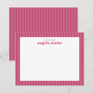 Personalisierter rosa Streifen Mitteilungskarte