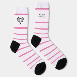 Personalisierter Rosa-Streifen Tennis Racket Socken