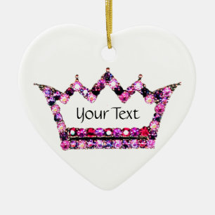 Personalisierter rosa Tiara Keramik Ornament