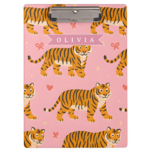 Personalisierter Rosa Tiger Chic Edgy Lustige Ästh Klemmbrett