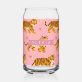 Personalisierter Rosa Tiger Chic Edgy Lustiger Sti Dosenglas (Rückseite)
