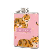 Personalisierter Rosa Tiger Chic Edgy Lustiger Sti Flachmann (Links)