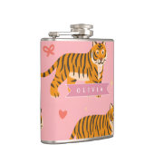 Personalisierter Rosa Tiger Chic Edgy Lustiger Sti Flachmann (Rechts)