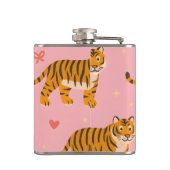 Personalisierter Rosa Tiger Chic Edgy Lustiger Sti Flachmann (Rückseite)