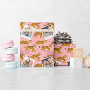 Personalisierter Rosa Tiger Chic Edgy Lustiger Sti Geschenkpapier
