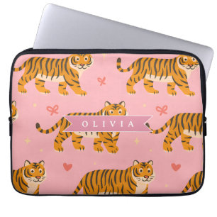Personalisierter Rosa Tiger Chic Edgy Lustiger Sti Laptopschutzhülle