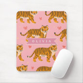 Personalisierter Rosa Tiger Chic Edgy Lustiger Sti Mousepad (Mit Mouse)