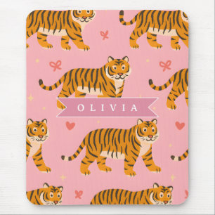 Personalisierter Rosa Tiger Chic Edgy Lustiger Sti Mousepad