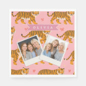 Personalisierter Rosa Tiger Chic Edgy Lustiger Sti Serviette (Vorderseite)