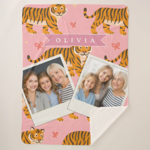 Personalisierter Rosa Tiger Chic Edgy Lustiger Sti Sherpadecke