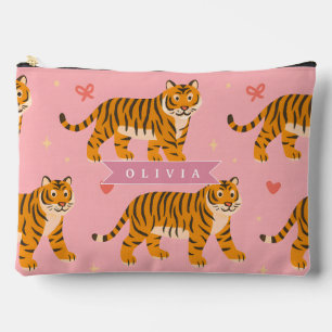 Personalisierter Rosa Tiger Chic Edgy Lustiger Sti Zubehörtasche