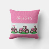 Personalisierter rosa Traktor Mädchen Design Kissen (Rückseite)