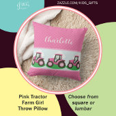 Personalisierter rosa Traktor Mädchen Design Kissen