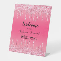 Personalisierter rosa tropfender Glitter-Hochzeits