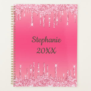 Personalisierter rosa tropfender Glitter-Trendy-Gl Planer