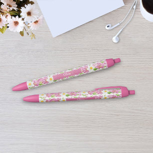 Personalisierter Rosa Tulpen & Narzissen Blumen Ku Kugelschreiber