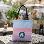 Personalisierter rosa und blauer Pastellstreifen m Tasche