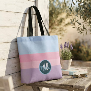 Personalisierter rosa und blauer Pastellstreifen m Tasche