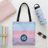 Personalisierter rosa und blauer Pastellstreifen m Tasche