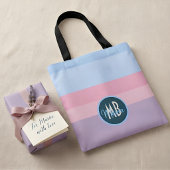 Personalisierter rosa und blauer Pastellstreifen m Tasche