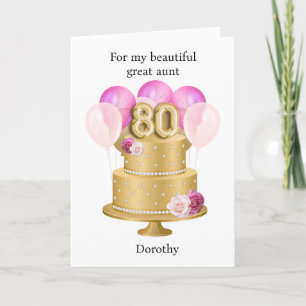 Personalisierter rosa und goldener 80. Geburtstags Karte