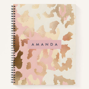 Personalisierter rosa und goldener Leopardenprint Notizblock
