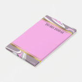 Personalisierter, rosa und grauer Marmor Post-it Klebezettel (angewinkelt)