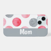 Personalisierter rosa und grauer Punkt iPhone 15 Hülle (Rückseite (Horizontal))