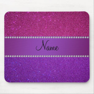 Personalisierter rosa und lila NamensGlitter Mousepad