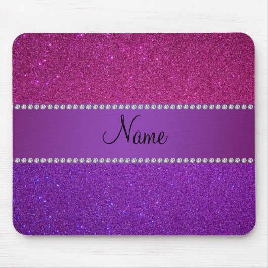 Personalisierter rosa und lila NamensGlitter Mousepad (Vorne)