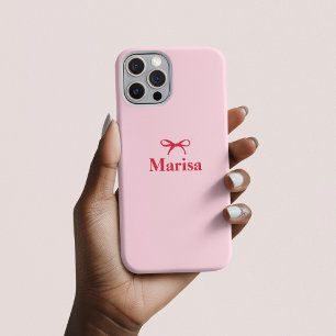 Personalisierter rosa und roter Schleifenname Be iPhone 16 Pro Hülle