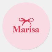 Personalisierter Rosa- und Rotweinname Runder Aufkleber (Vorderseite)