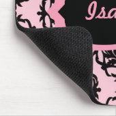 Personalisierter rosa und schwarzer Damast Mousepad (Ecke)
