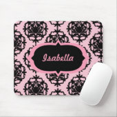 Personalisierter rosa und schwarzer Damast Mousepad (Mit Mouse)