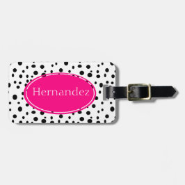 Personalisierter rosa und schwarzer gepäckanhänger