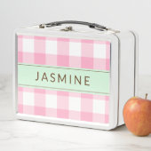 Personalisierter rosa und tadelloser metall lunch box (Beispiel)