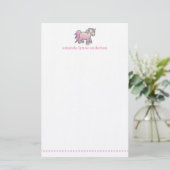 Personalisierter rosa Unicorn scherzt Briefpapier (Stehend Vorderseite)