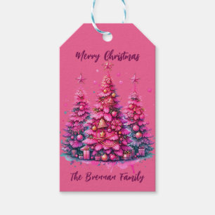 Personalisierter rosa Weihnachtsbaum Familie Geschenkanhänger