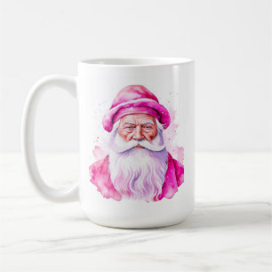 Personalisierter rosa Weihnachtsmann und Schneeman Kaffeetasse