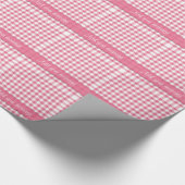 Personalisierter rosa weißer Gingham-Karo Geschenkpapier (Ecke)