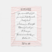 Personalisierter, rosa/weißer Streifen, Verse aus  Fleecedecke (Vorderseite)