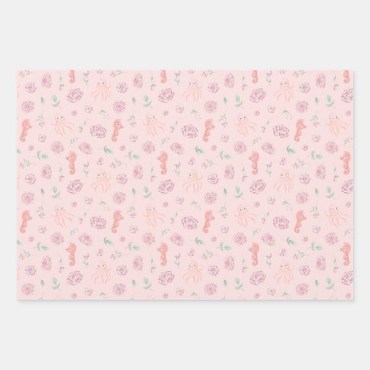 Personalisierter rosa Whale Geschenkpapier Set (Vorderseite 3)