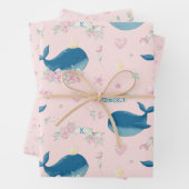 Personalisierter rosa Whale Geschenkpapier Set (Beispiel)